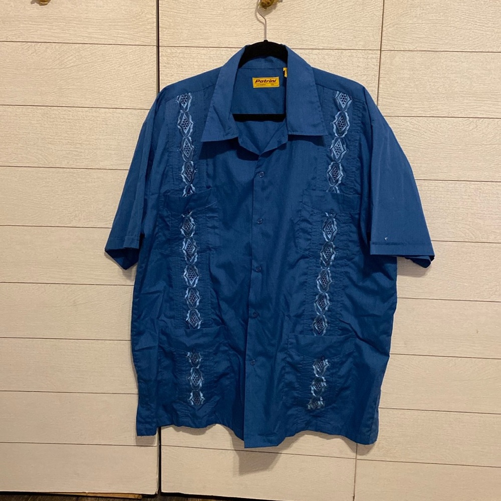 Guayabera Blue Men’s 2XL short sleeve shirt